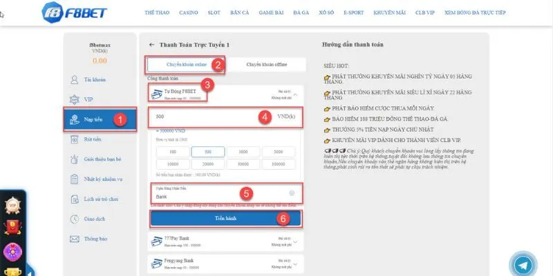 Nạp tiền F8BET